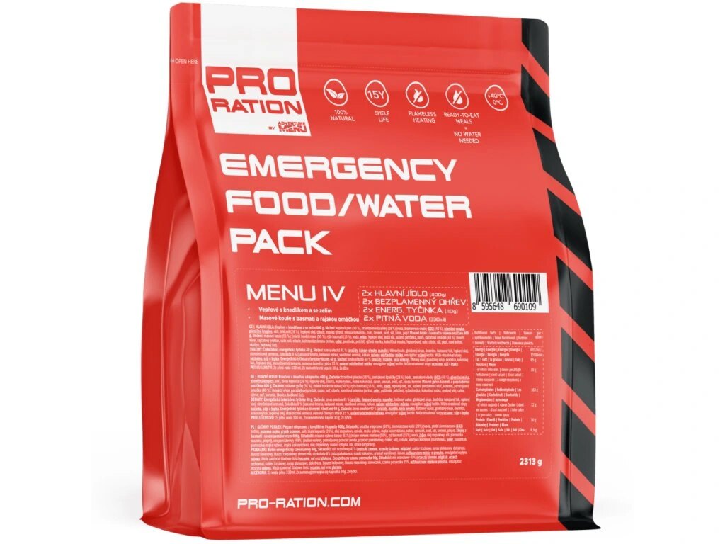 Núdzová potravinová dávka Emergency Food / Water Pro Ration®, MENU IV